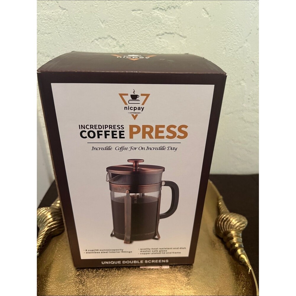 #2239** Incredible Coffee Press - Brown Finish by unique double screen - Picture 1 of 16